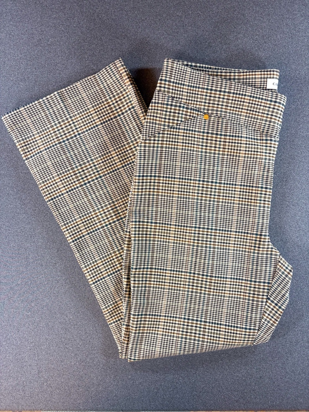 Womens Pants SIZE 16 Glen Plaid Dark Academia Pull on Flared Carole Wren Preppy